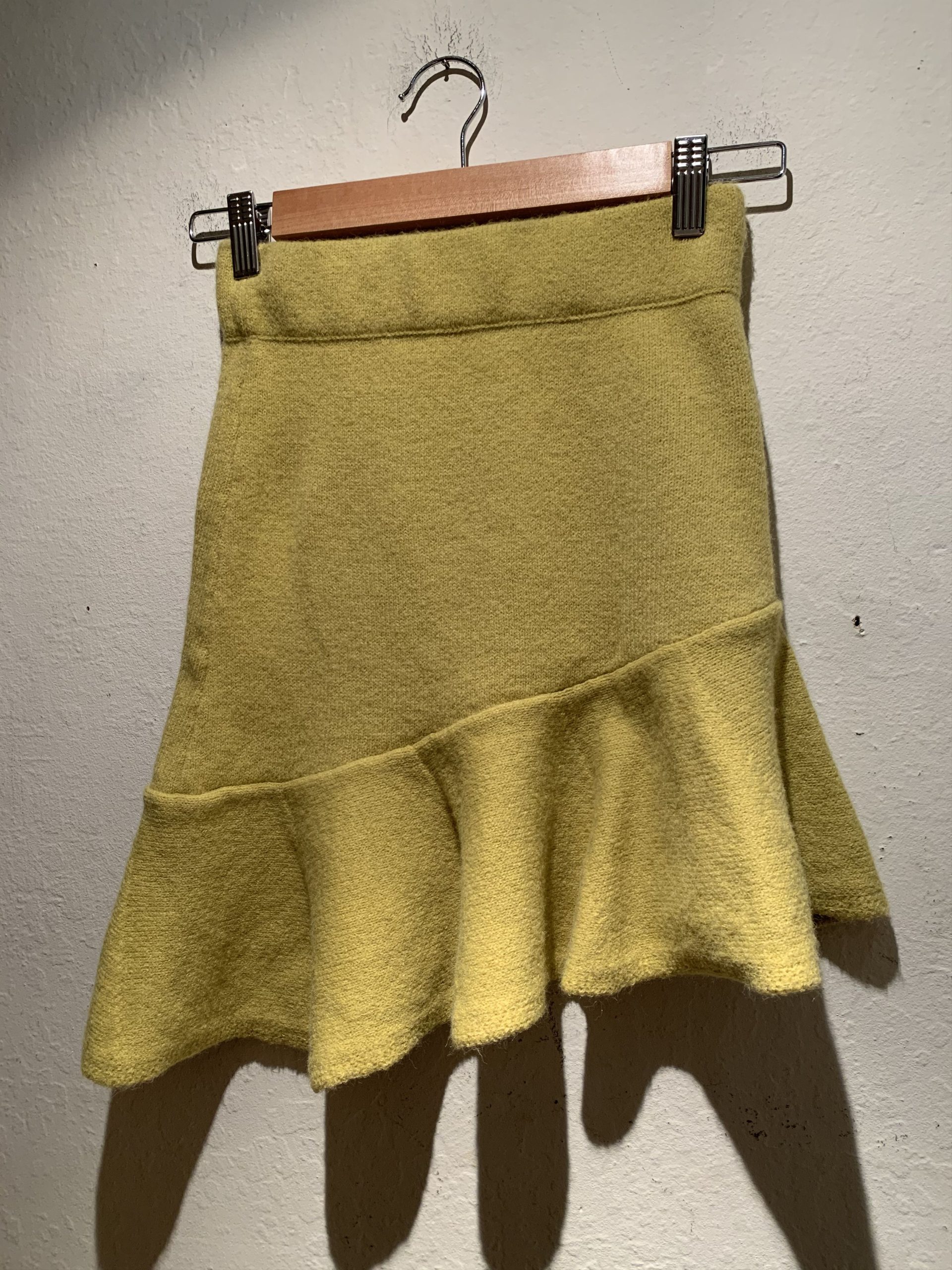 Vintage Goounya Asymmetrical Ruffle Skirt in Split Pea, Women's (Size 26)