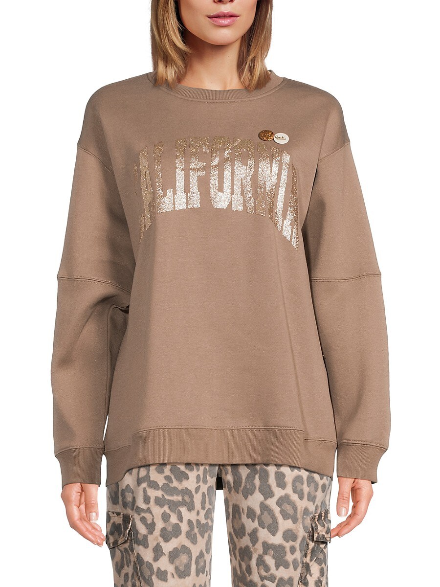 Vintage Havana Women's Glitter Logo Sweatshirt - Taupe - Size S