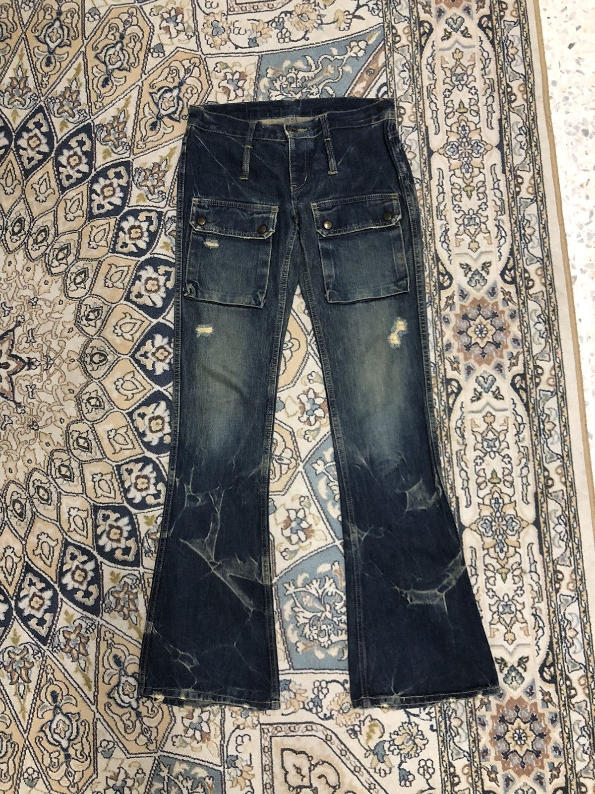 Vintage Hysteric Glamour Flare Bootcut Bush Pants in Blue, Women's (Size 28)