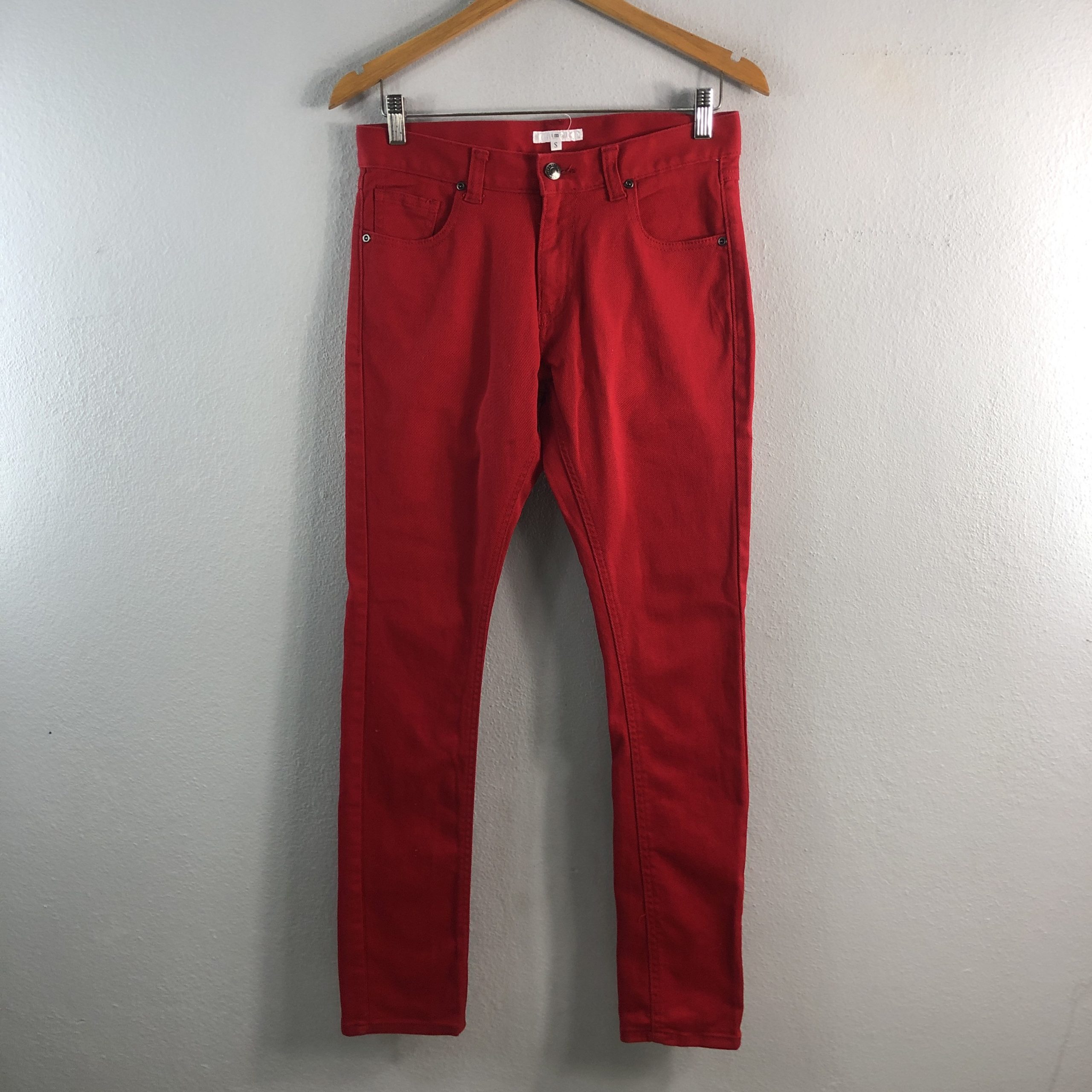 Vintage Imp Japan Style Skinny Design Casual Japanese Brand Stylish Outfits Fashion Streetwear Jeans Denim Trouser Pants Red W30x30