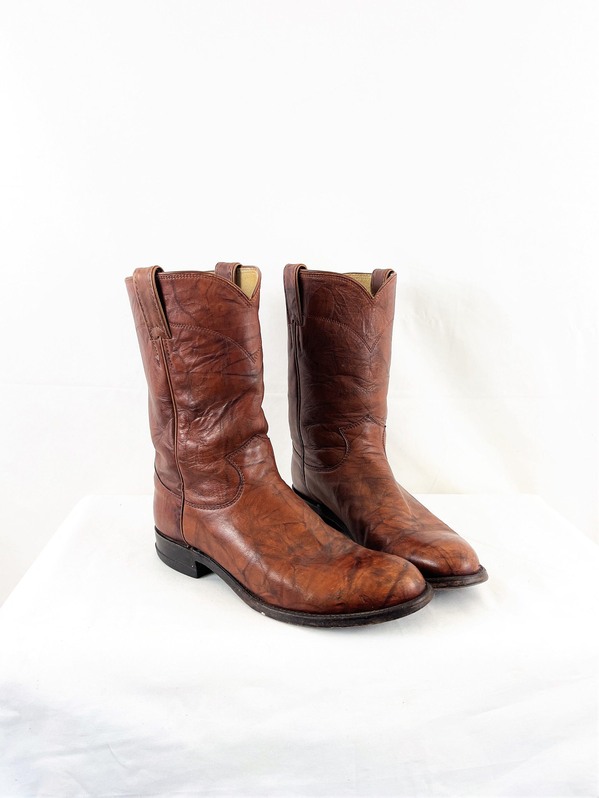 Vintage Justin Brown Leather Western Cowboy Boots - Size 7 1/2 D