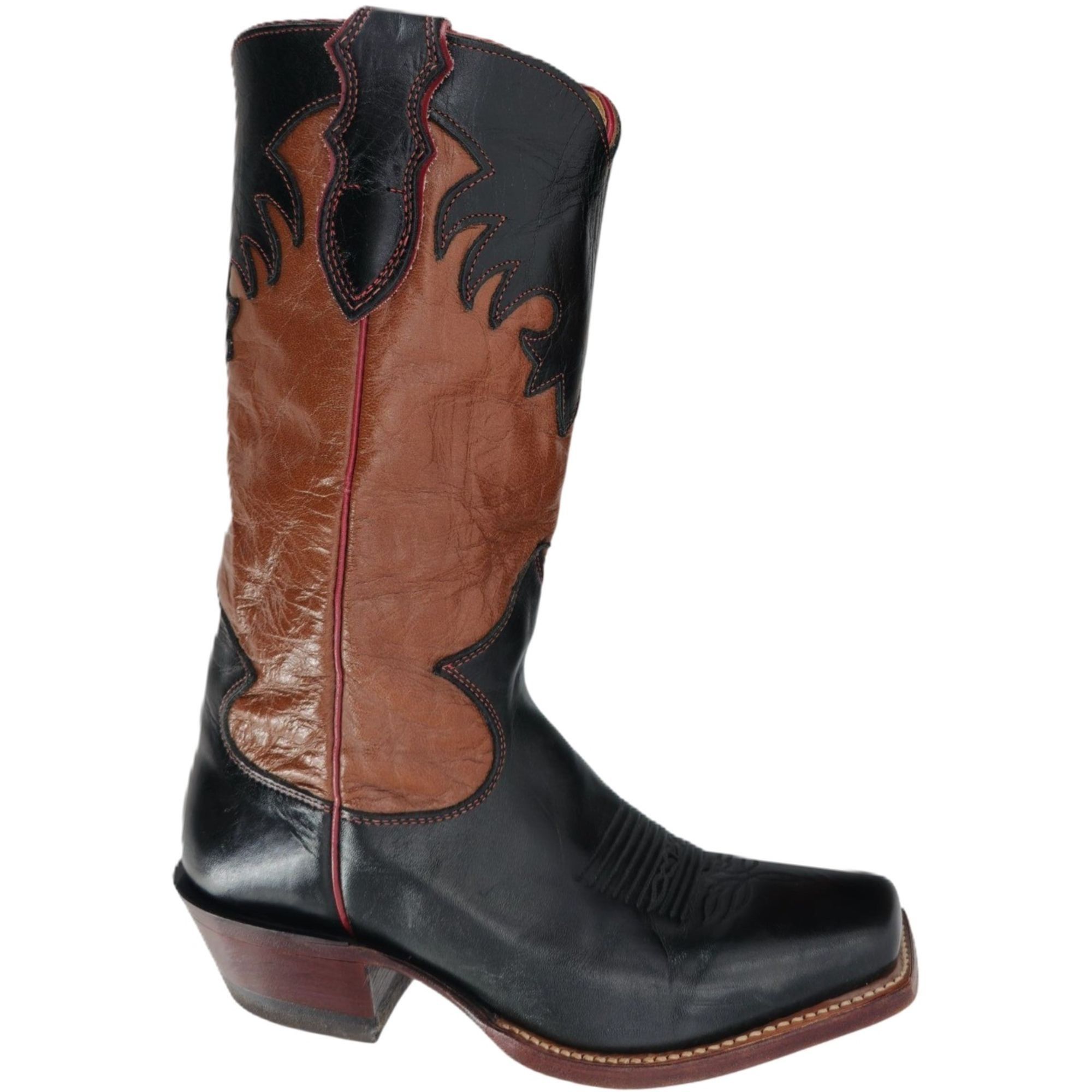 Vintage Justin Cowgirl Women's 7B Black Brown Cowboy Boots in Black/Brown