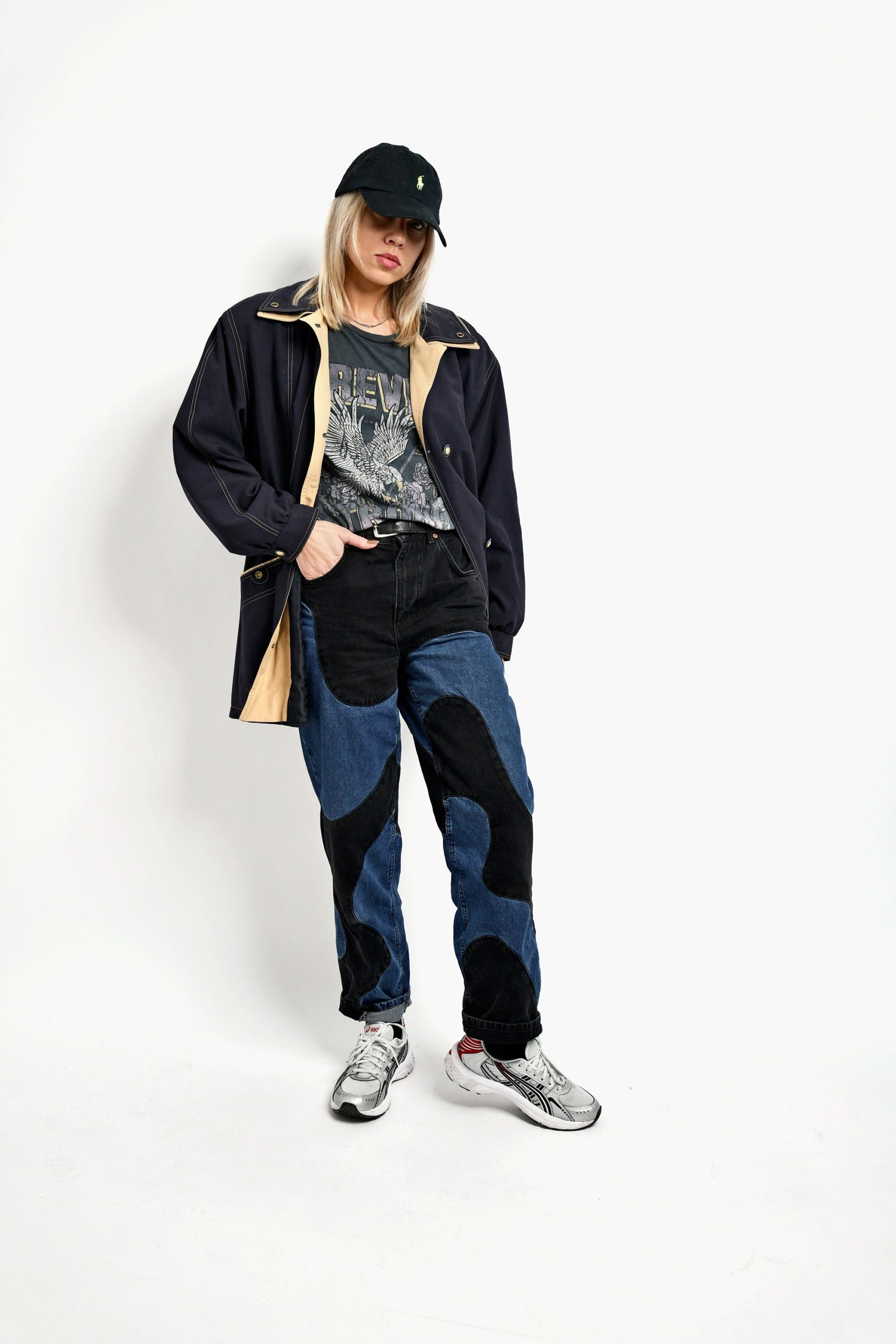 Vintage Lightweight Coat For Women Navy Blue Colour | 80S Classic Casual Windbreaker Parka Collared Jacket 90S Overcoat Large L Size
