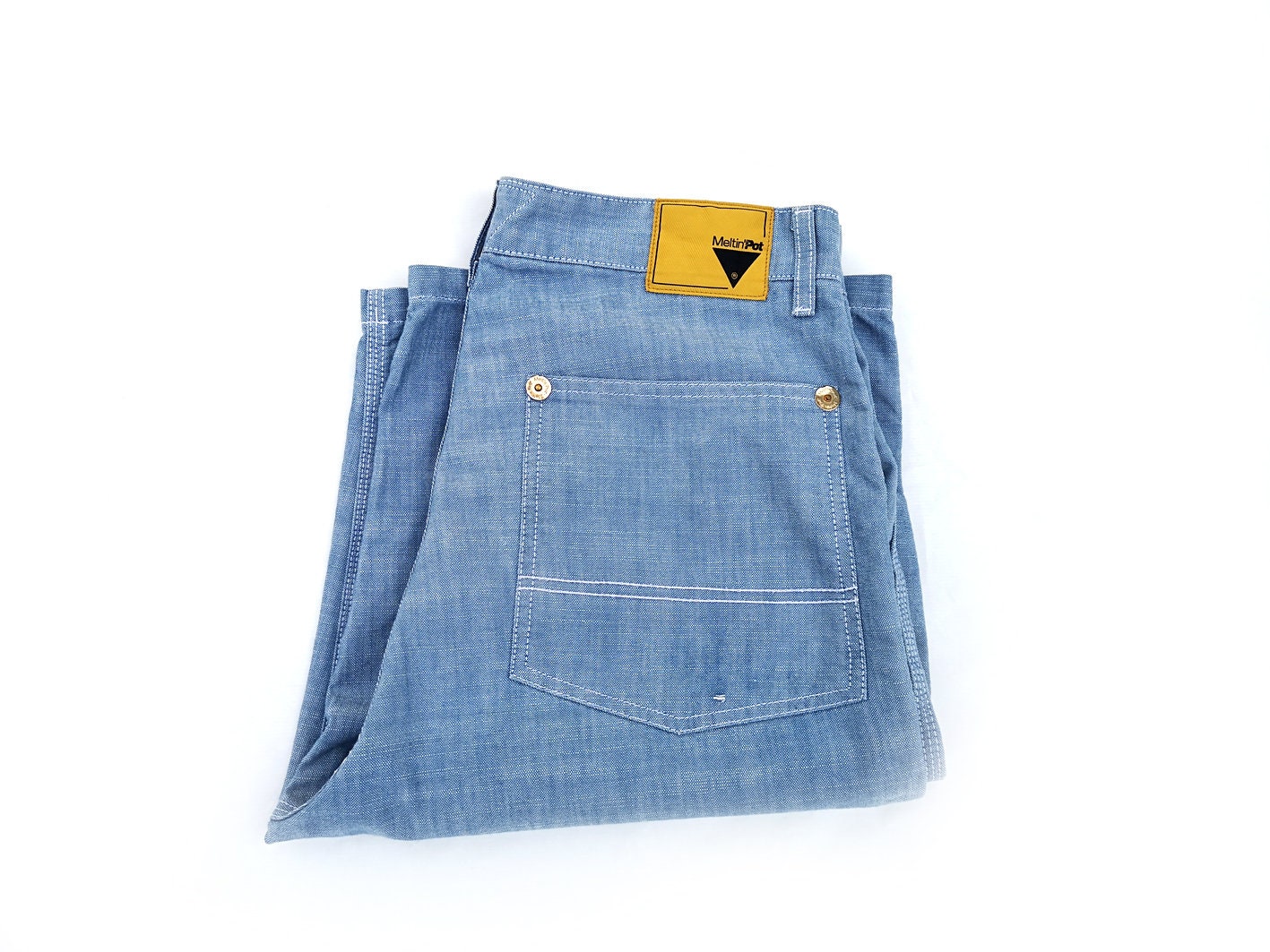 Vintage Meltin Pot Cargo Denim Shorts Size 33'' -Utility Style Baggy Pants - 90S Hip Hop Rap Clothing