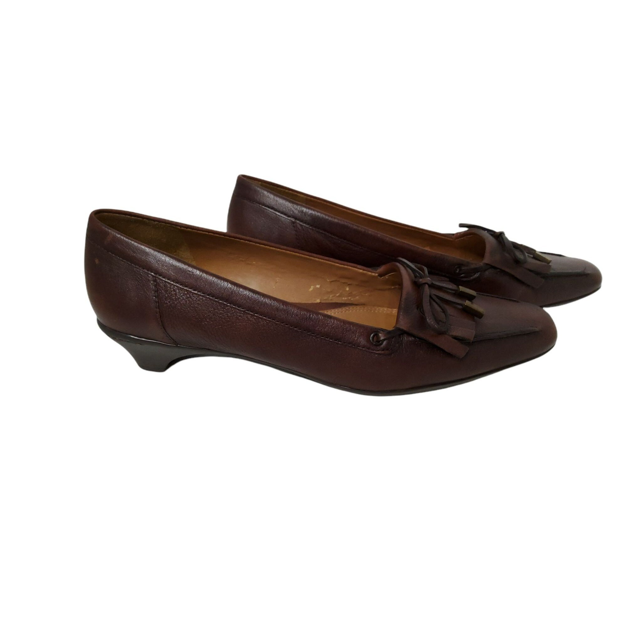 Vintage Naturalizer Womens Leather Mahogany Color Slip On Tassel Loafers Size 9.5M