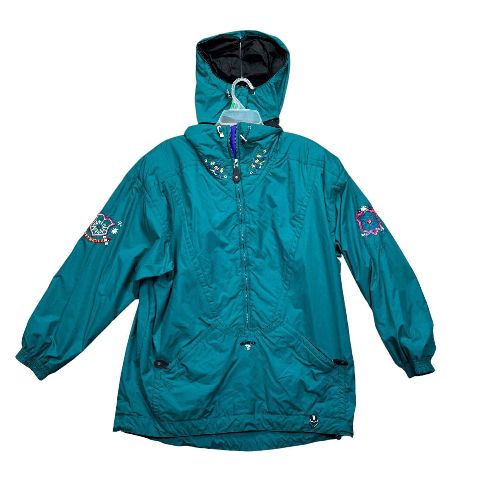 Vintage Obermeyer Ski Jacket Teal Embroidered Winter Women's in Green (Size Medium)