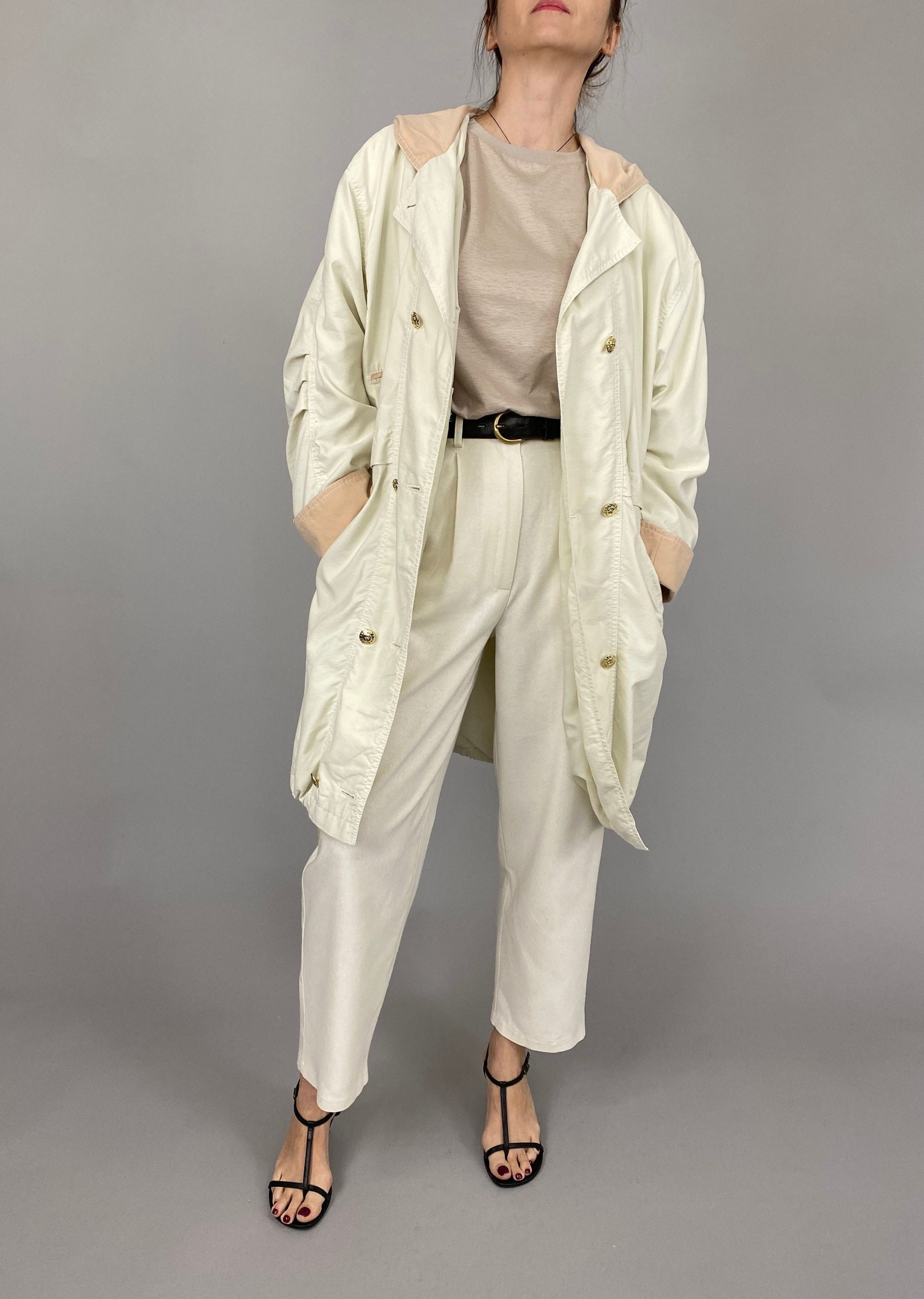 Vintage Off White Jacket For Women Size S | Cream Parka For Spring Wap152
