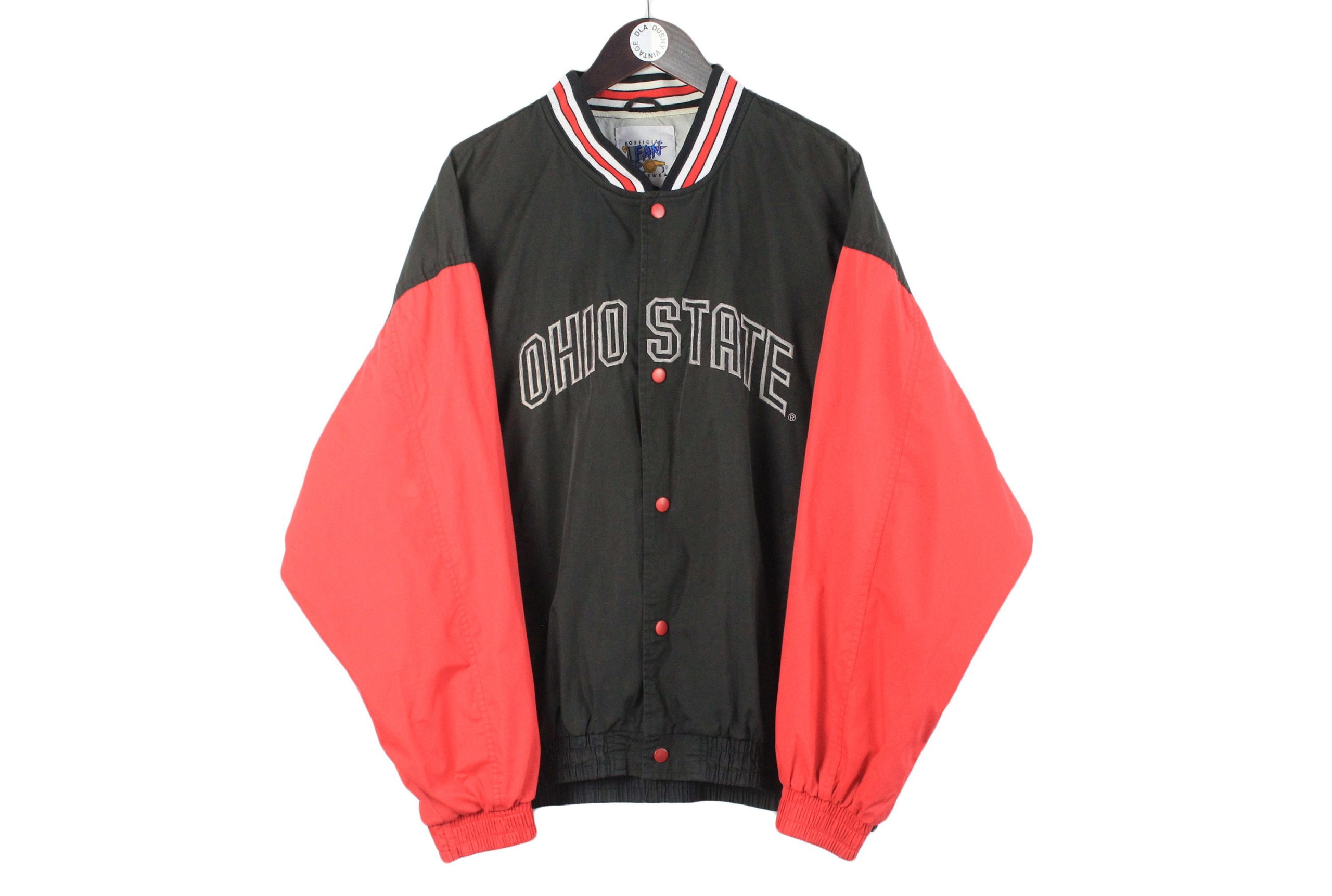 Vintage Ohio State Jacket Size Xl Oversize Retro 90S University Windbreaker Streetwear USA Style Athletic Wear College Big Logo