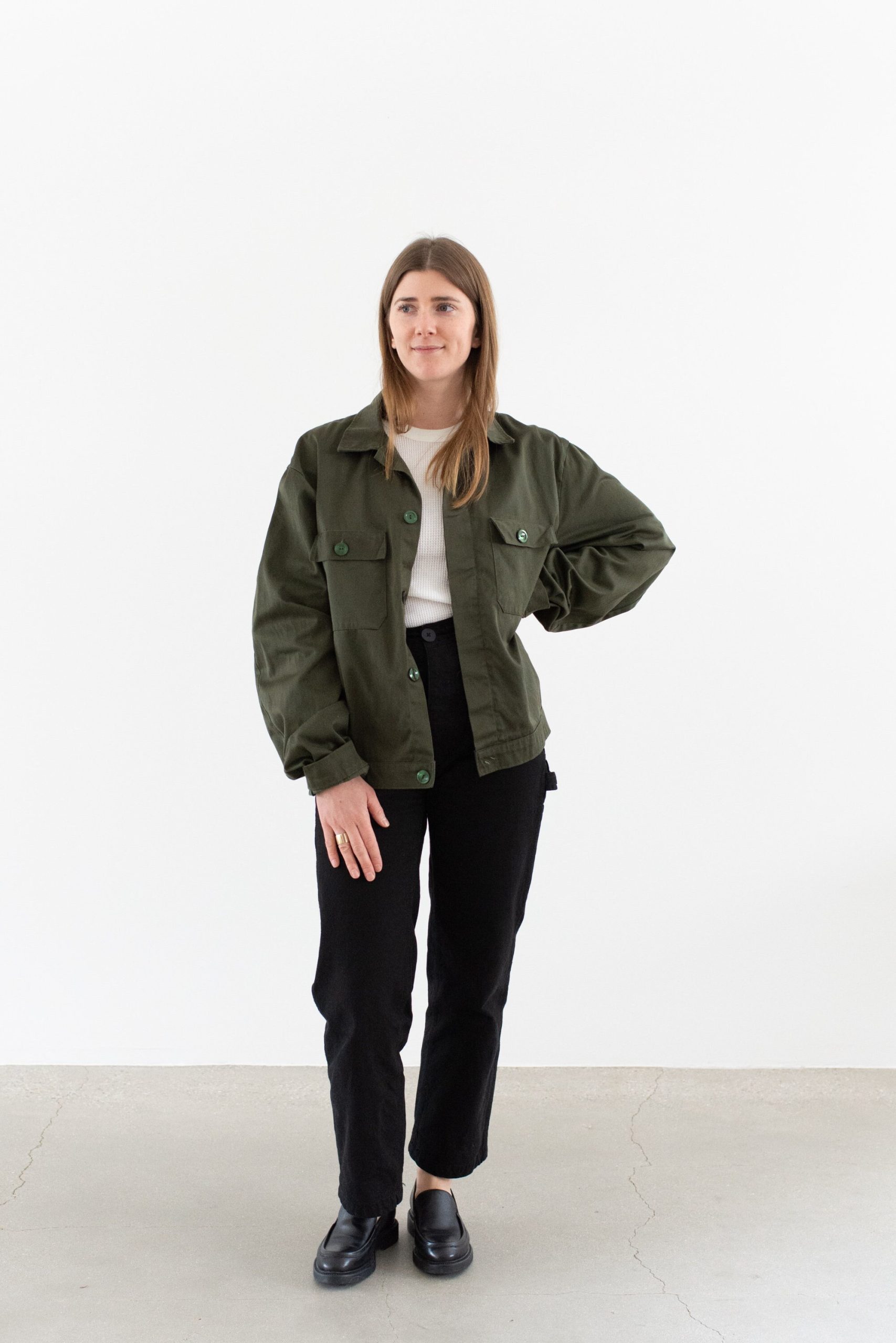 Vintage Olive Green Work Jacket | Unisex Cotton Utility Made in Italy L Xl It337