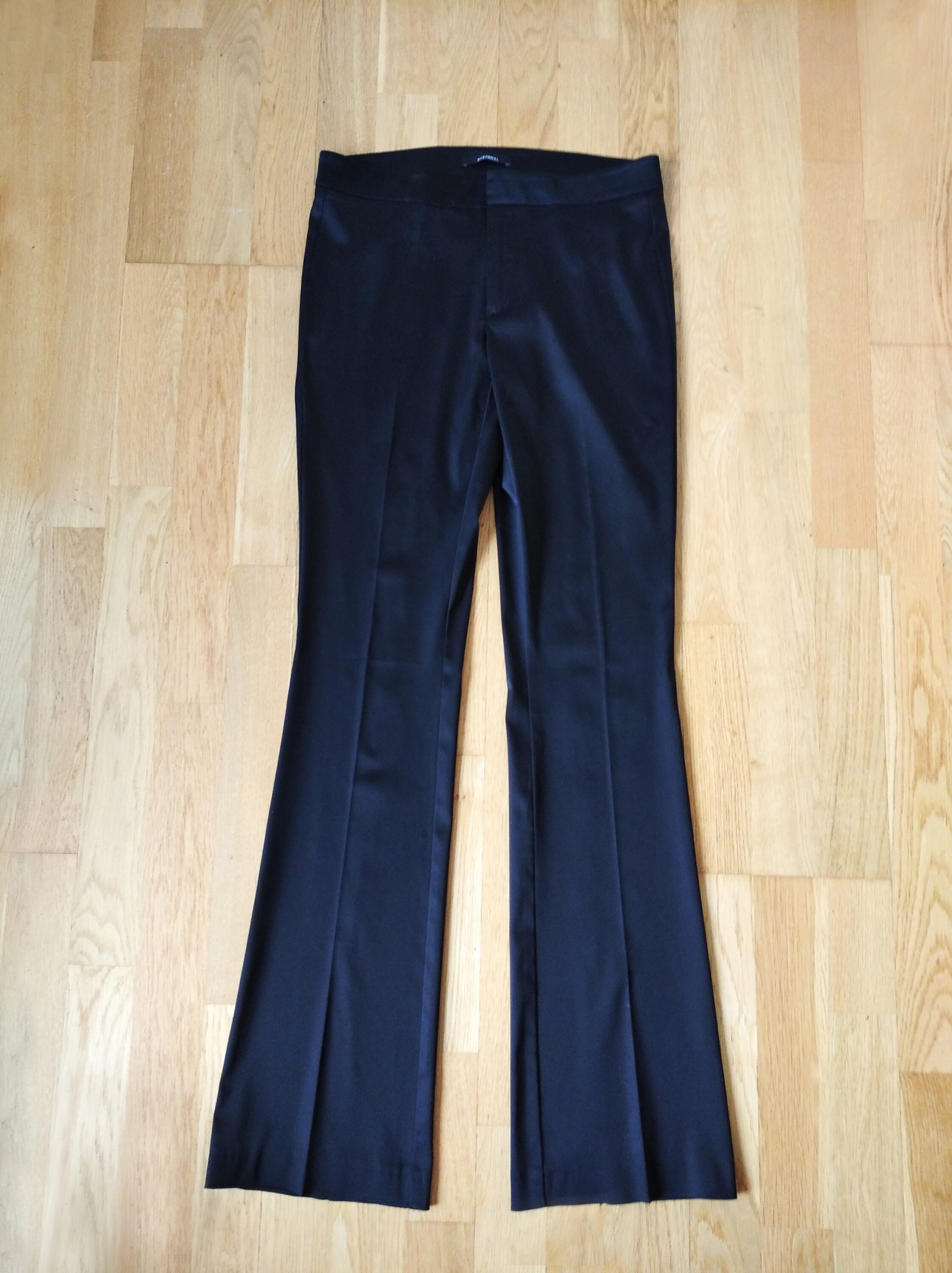 Vintage Pants Stefanel, Woman's Black Flared Pants, Slim Fit Trousers