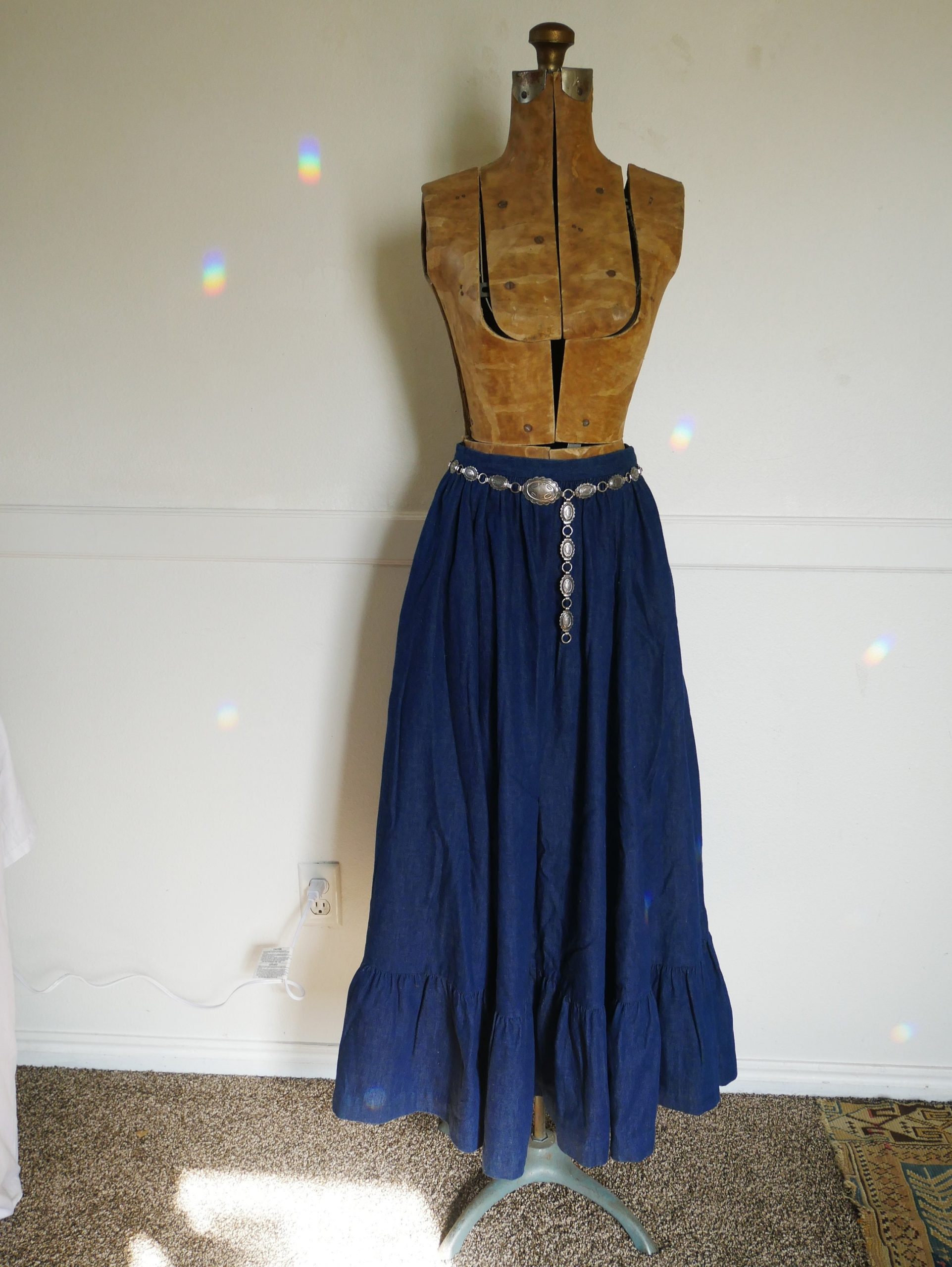 Vintage Ralph Lauren Ball Skirt Denim Prairie, Americana, Western, Southwestern, Heritage, Eveningwear, Formalwear