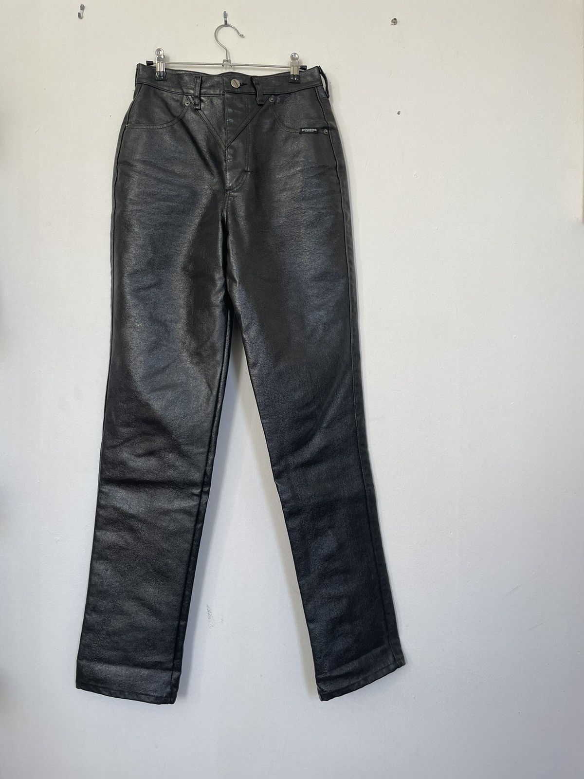 Vintage Rough Rider Circle T Faux Leather Western Pants in Black, Women's (Size 28)