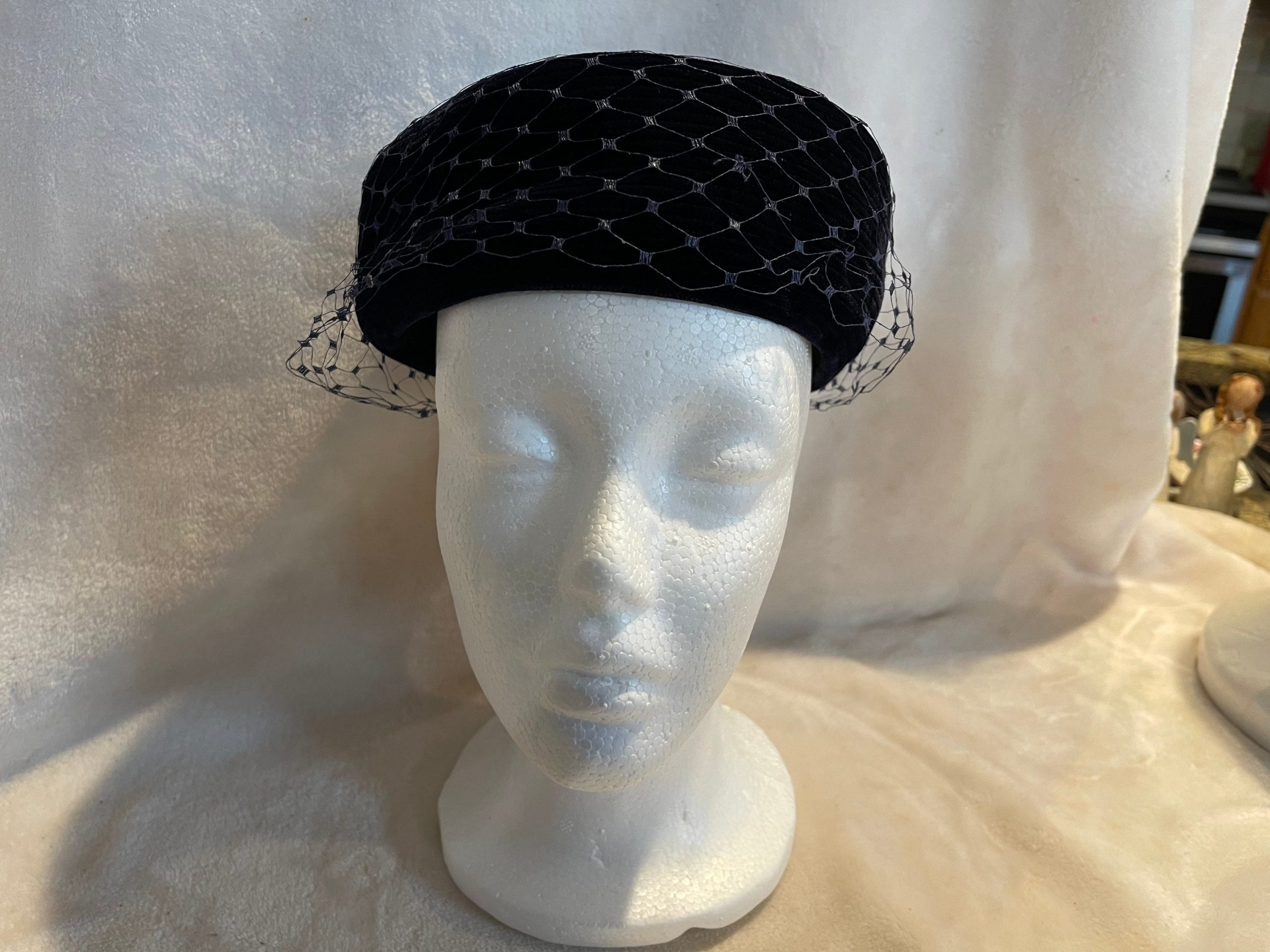 Vintage Saks Fifth Ave Blue Velvet Hat