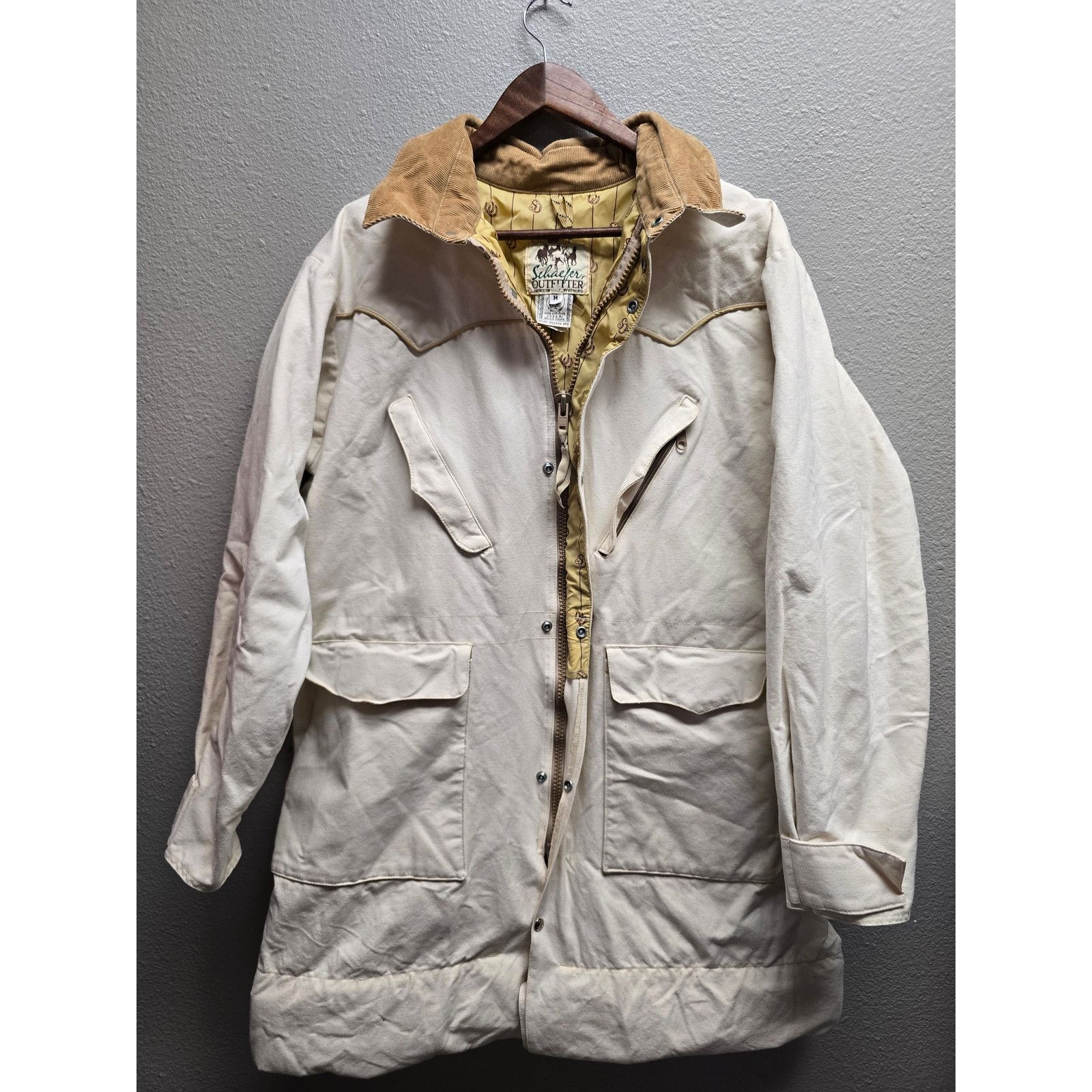 Vintage Western Schaefer Outfitters Duster Jacket Beige Canvas Coat in Tan, Women's (Size Medium)