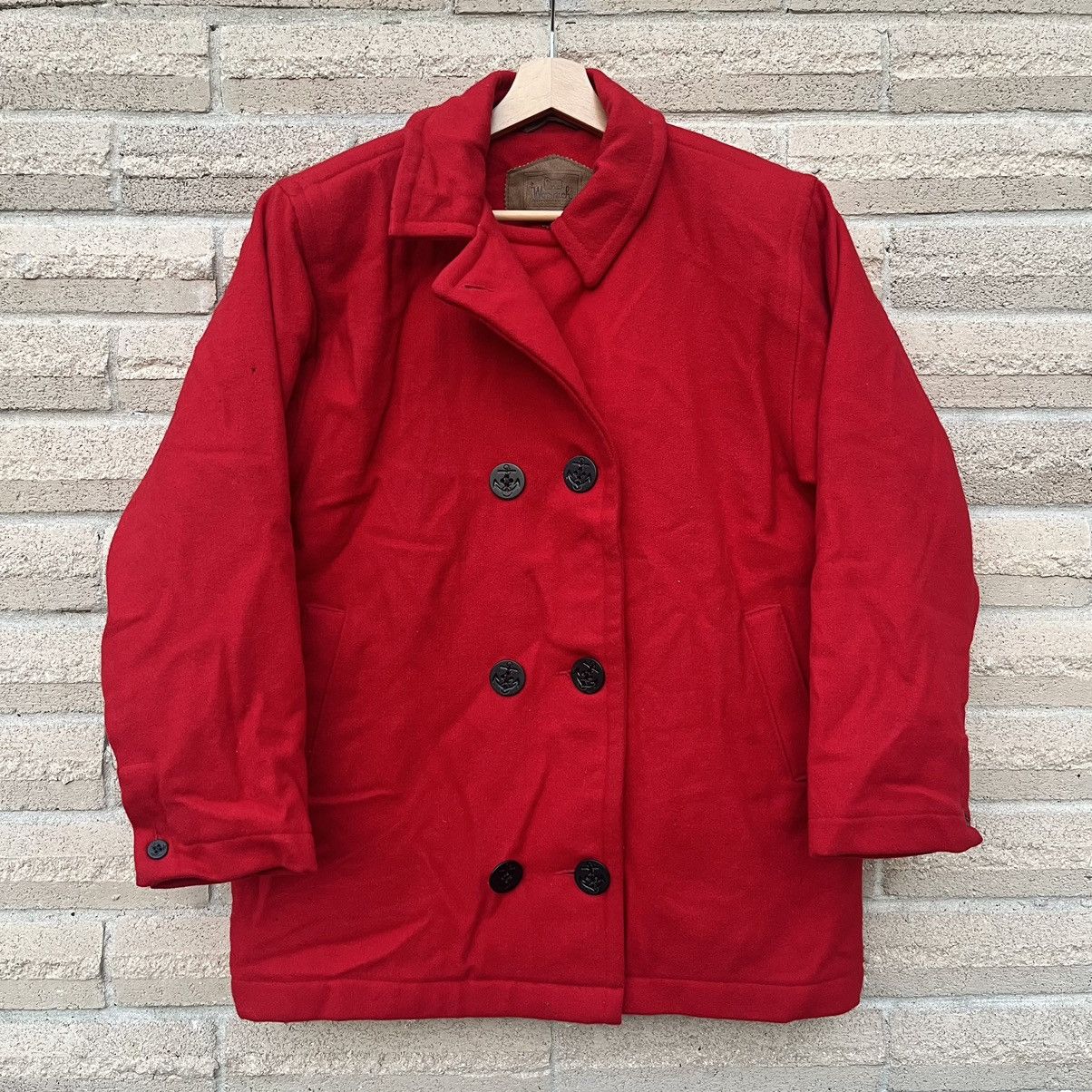 Vintage Woolrich Wool Double Breasted Pea Coat Jacket Small in Red, Women's