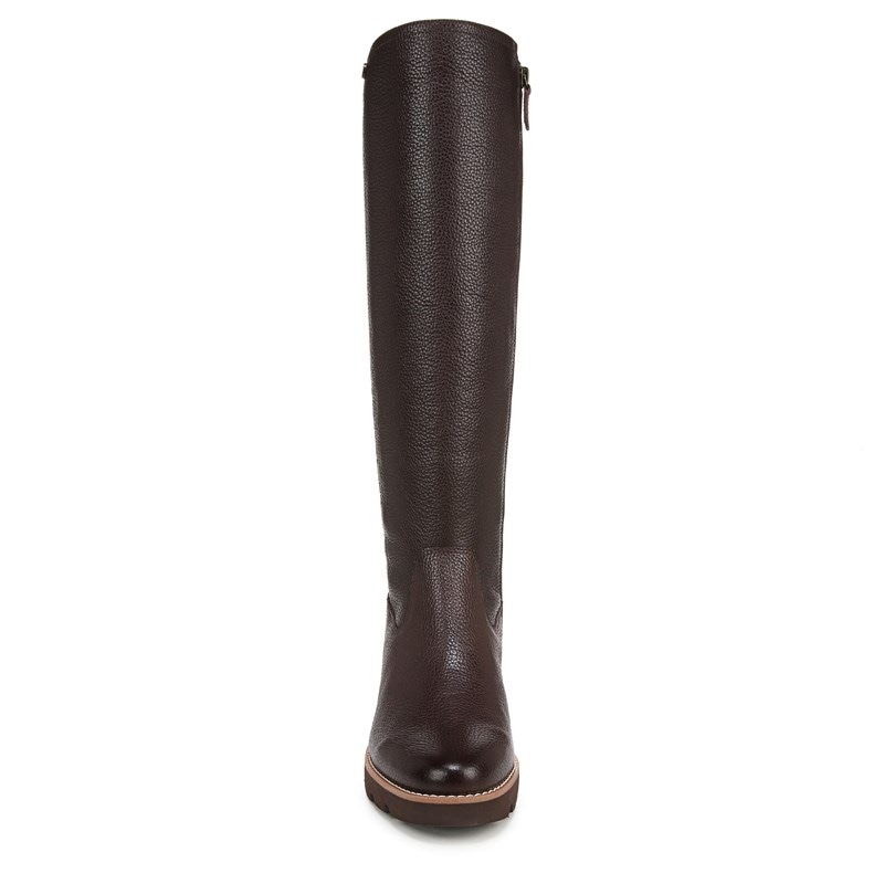 Vionic Women's Ashland Knee High Wide Calf Wedge Boots (Chocolate Ganache Leather) - Size 5.0 M