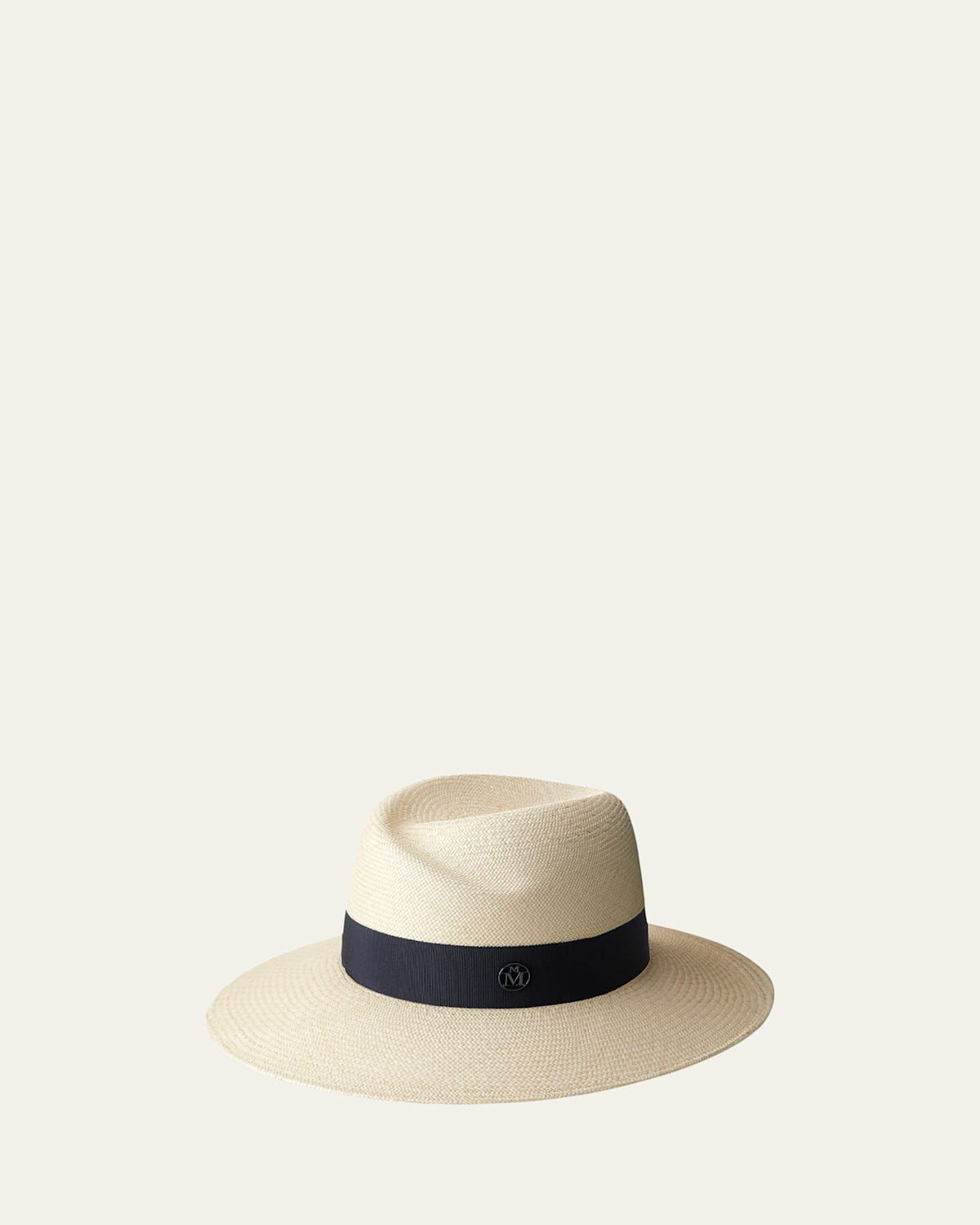 Virginie Timeless Wide-Brim Hat with Navy Band