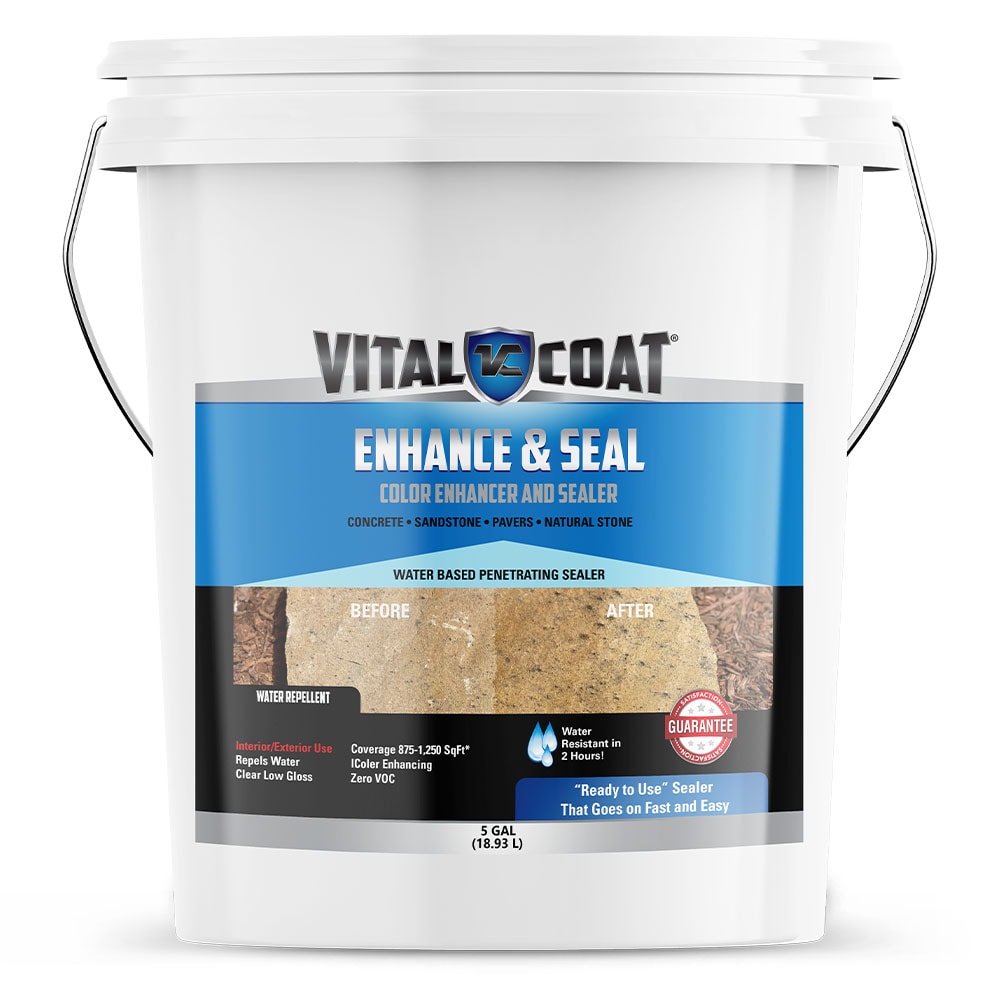 Vital Coat Enhance and Seal Penetrating Water-based Flat Ready-to-use Concrete Sealer (5-Gallon) in Clear | VCES5G