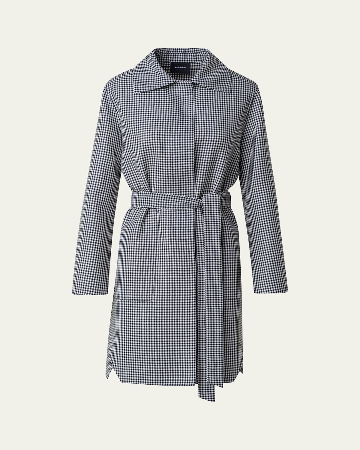 Vito Short Wool Belted Vichy Coat