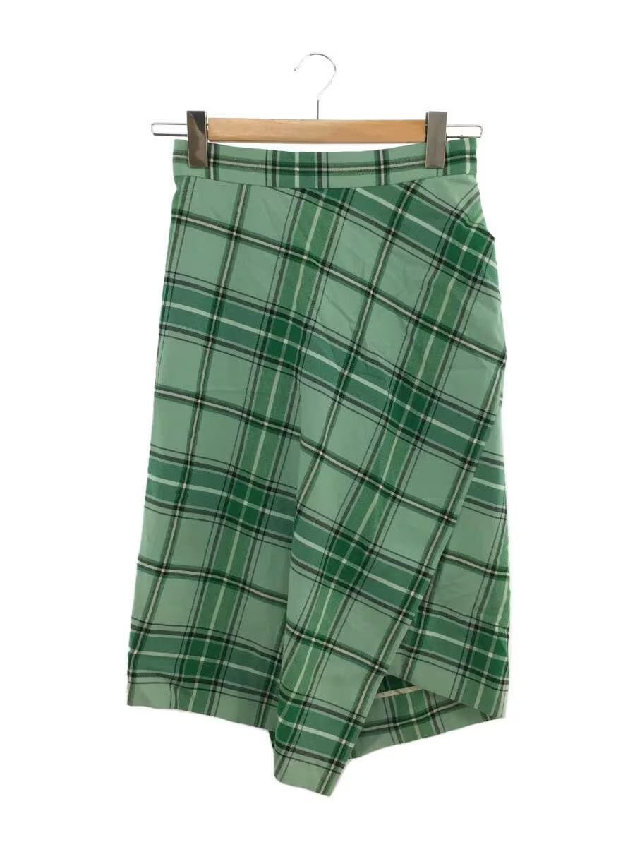 Vivienne Westwood Asymmetrical Wrap Plaid Wool Skirt in Green, Women's (Size 26)