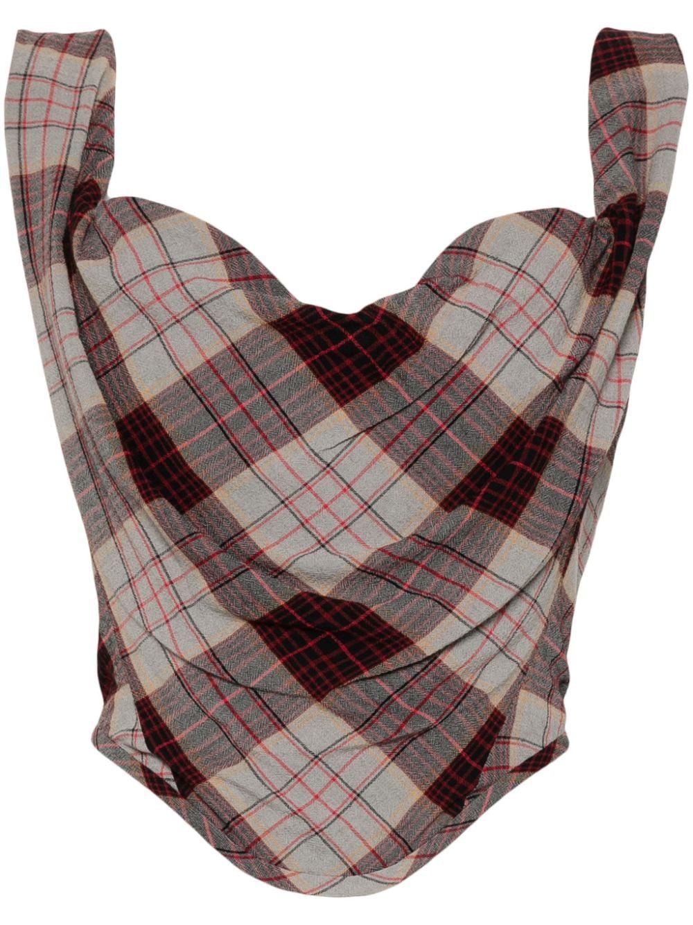 Vivienne Westwood Check Corset Top in Mixed Colours, Women's (Size Medium)