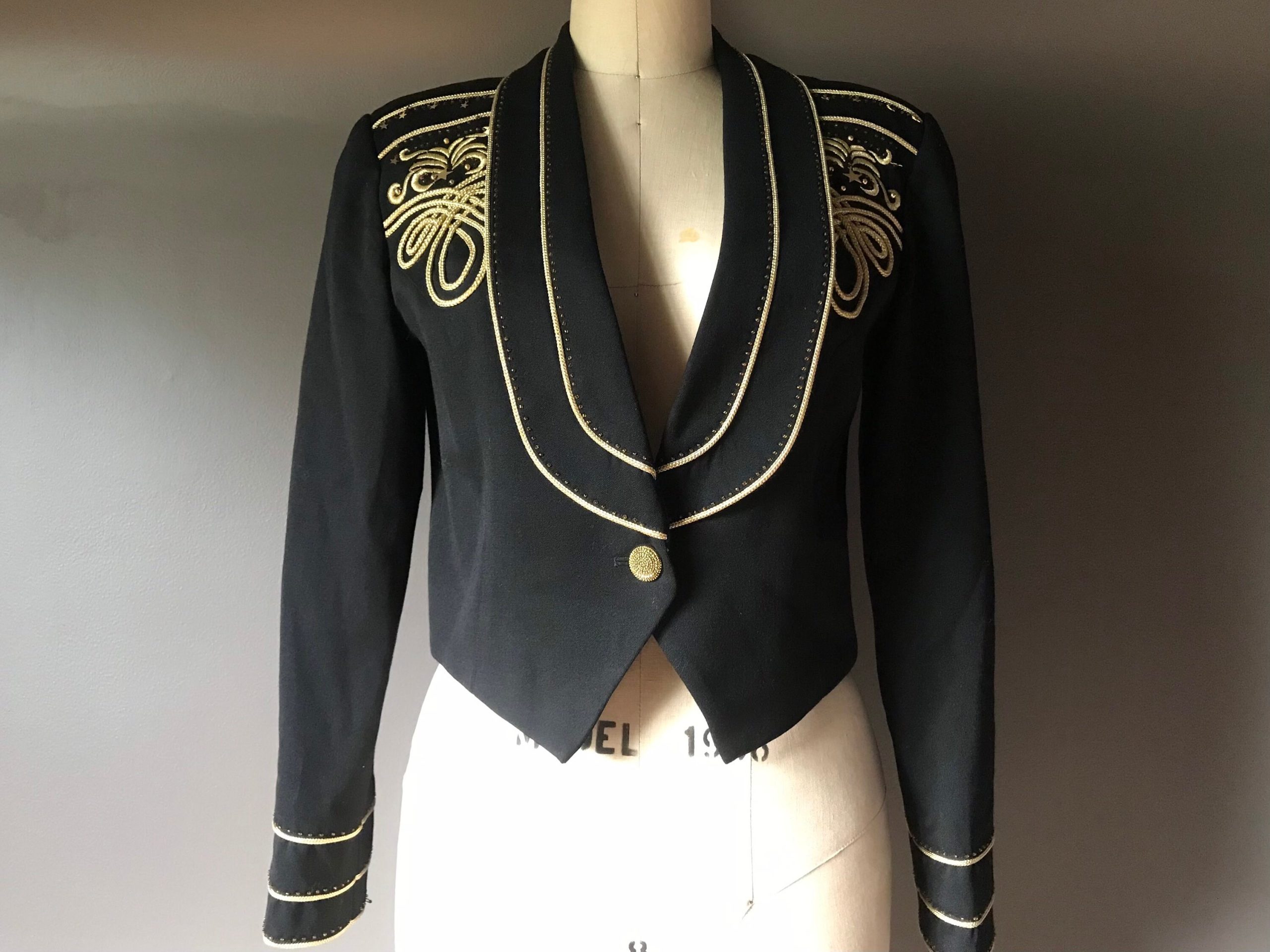 Vtg 80S Crop Embellished Blazer Jacket