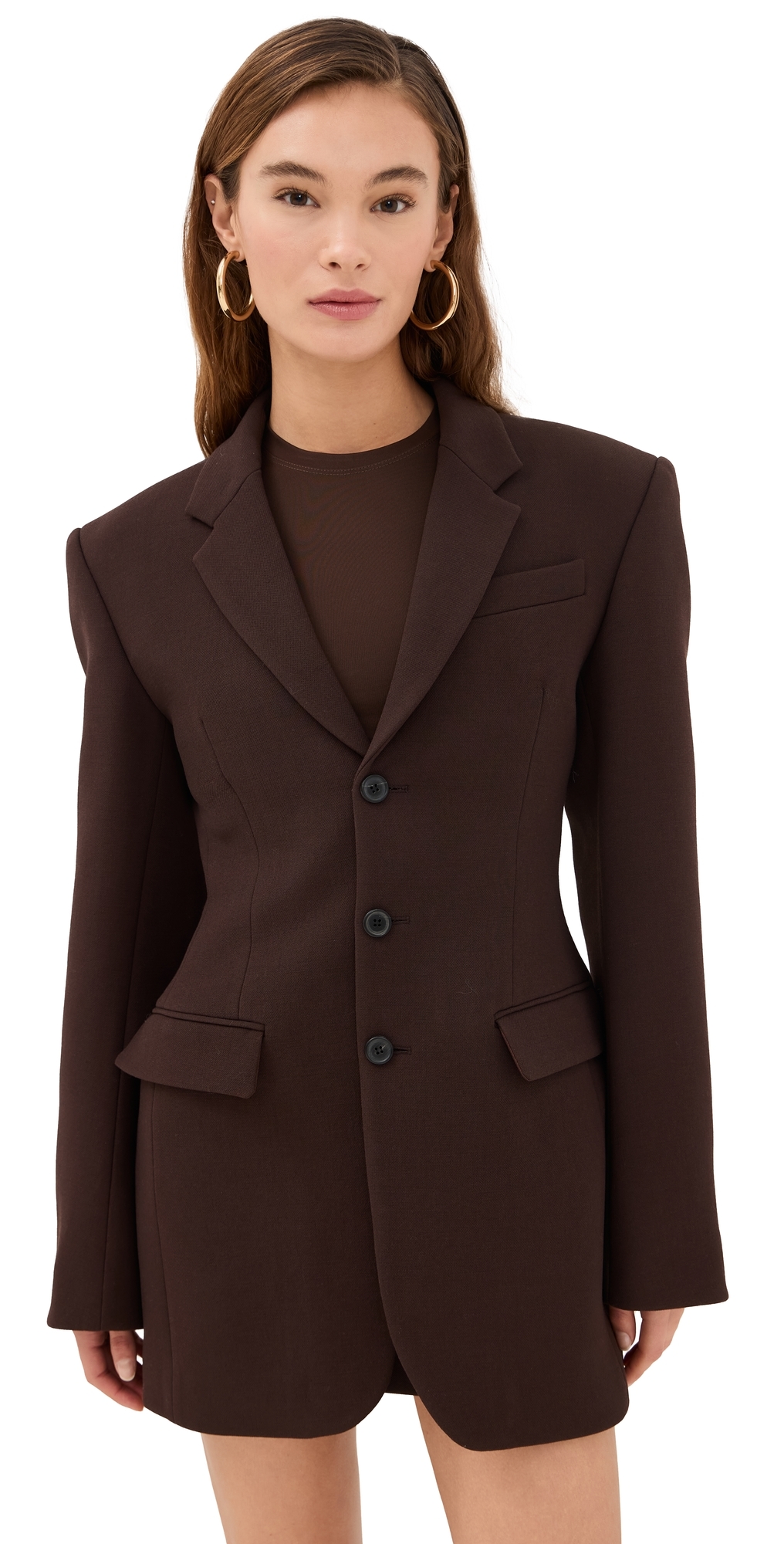 WARDROBE. NYC Longline Blazer Dark Brown XS