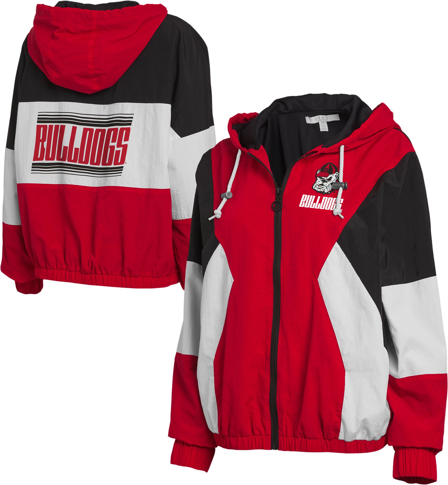 WEAR by Erin Andrews Women's Georgia Bulldogs Red Colorblock Full-Zip Windbreaker