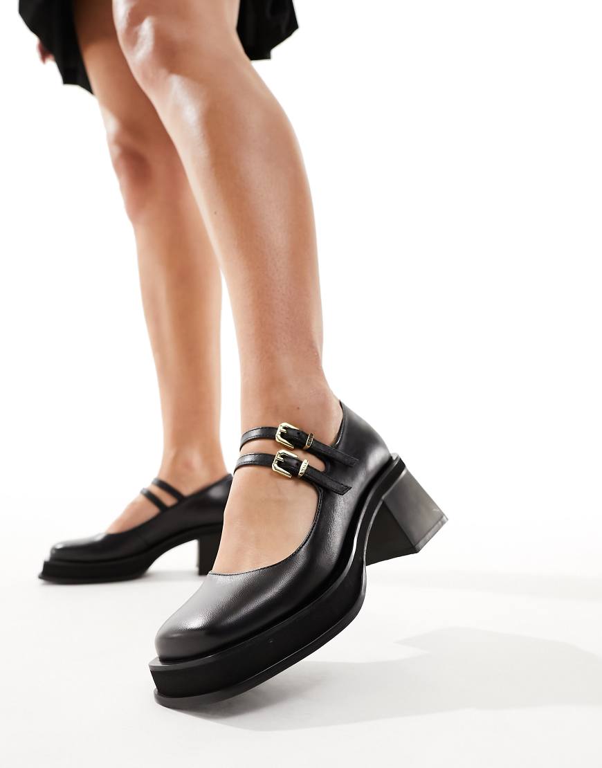 Walk London Liley Mary Janes In Black Leather