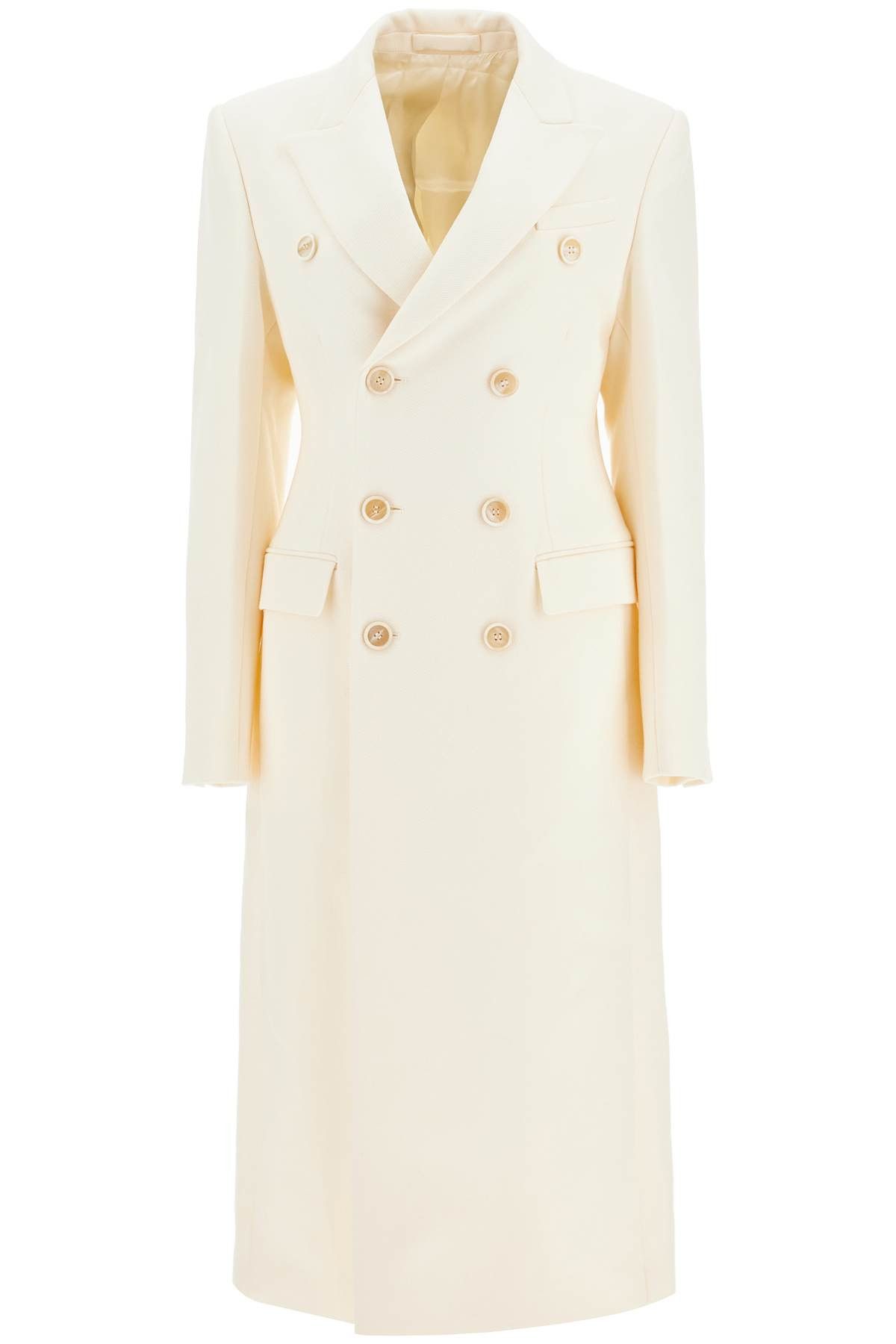 Wardrobe NYC Double-Breasted Maxi Coat in White, Women's (Size XS)