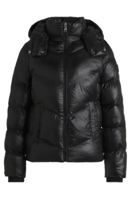 Water-repellent padded jacket with adjustable hood- Black Women's Casual Jackets size 0