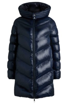 Water-repellent padded parka jacket with polished trims- Dark Blue Women's Casual Jackets size 0