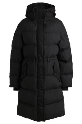 Water-repellent parka jacket in quilted corduroy-effect fabric- Black Women's Casual Jackets size 4