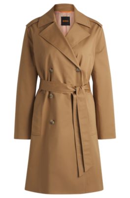 Water-repellent trench coat in stretch-cotton gabardine- Beige Women's Formal Coats size L