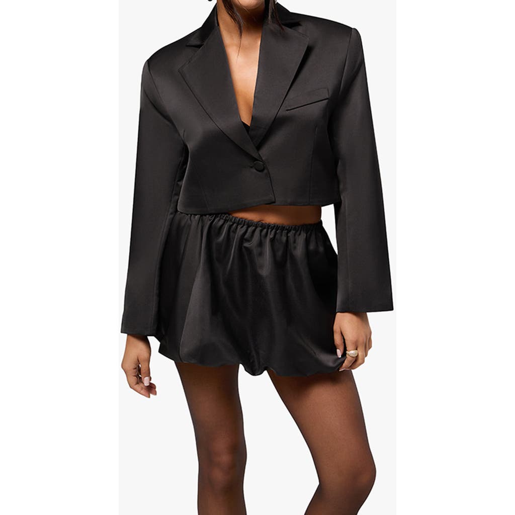 WeWoreWhat Cropped Satin Blazer in Black at Nordstrom, Size X-Small