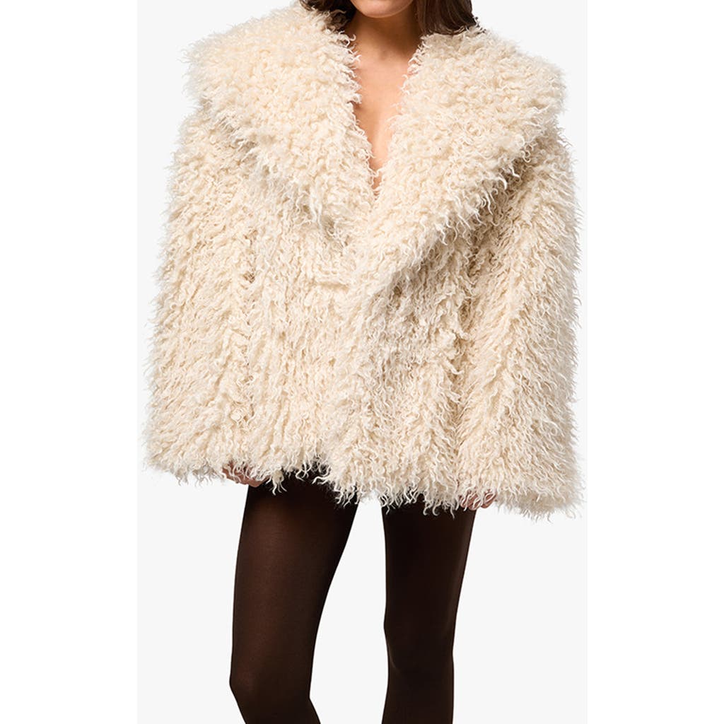 WeWoreWhat Shawl Collar Faux Fur Coat in Ivory at Nordstrom, Size X-Small