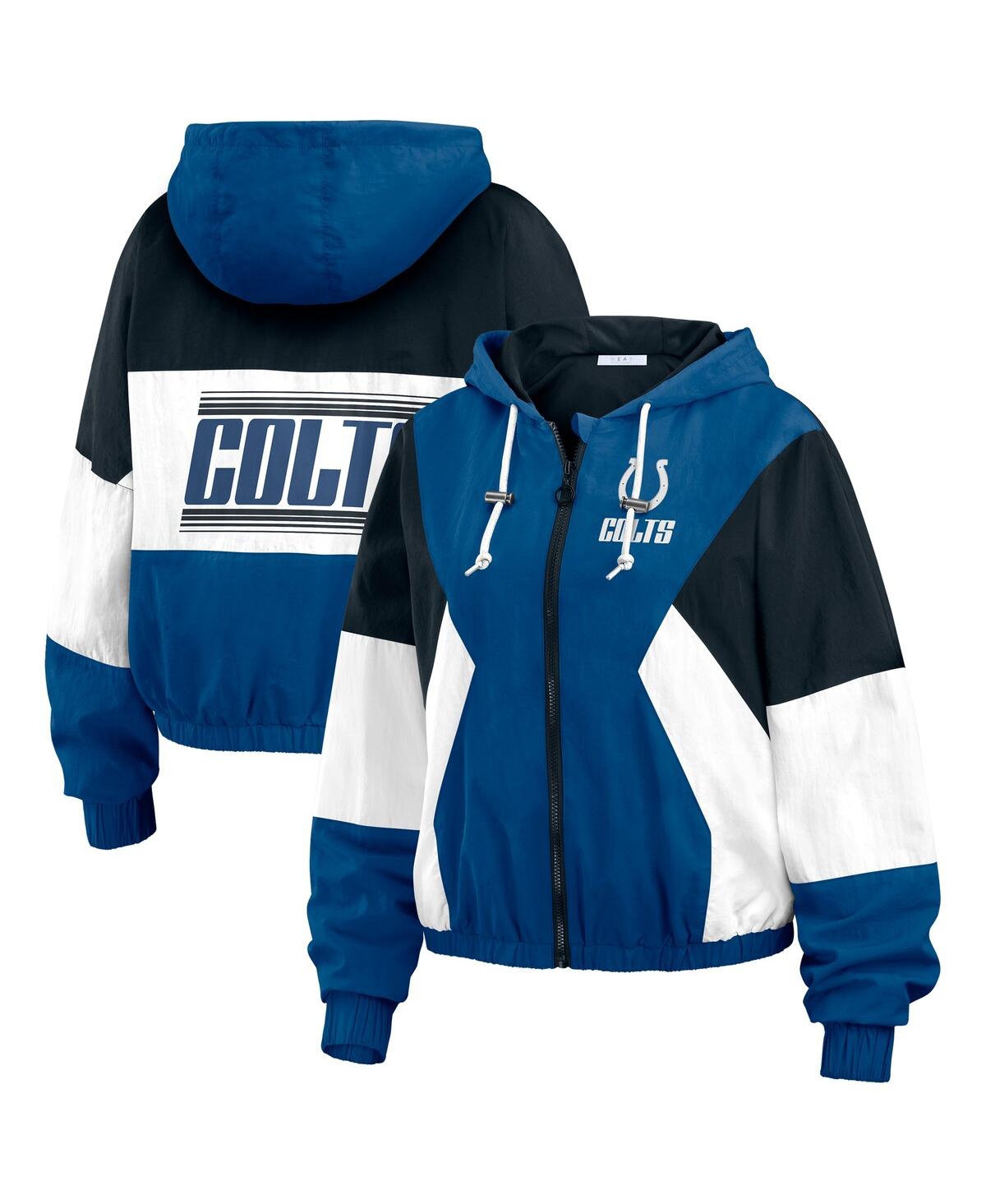 Wear by Erin Andrews Women's Blue Indianapolis Colts Color Block Full-zip Windbreaker Jacket - Blue