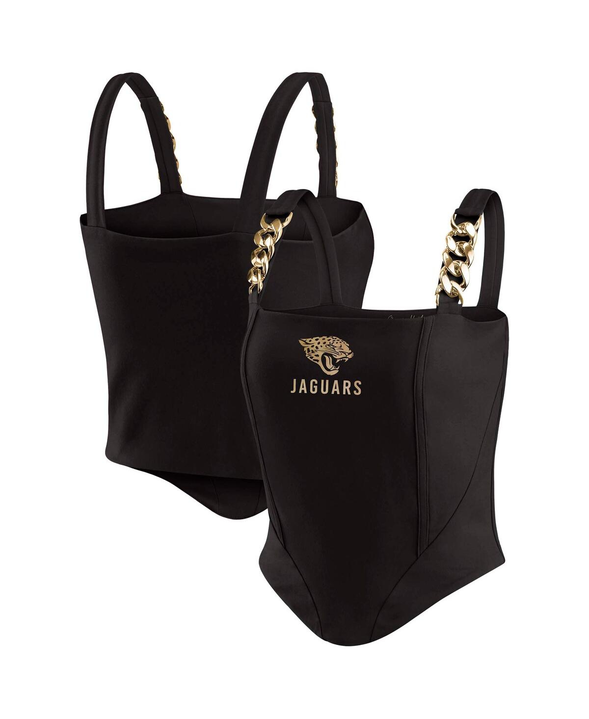 Wear by Erin Andrews x Gracie Hunt Women's Black Jacksonville Jaguars Chain Link Corset Top - Black