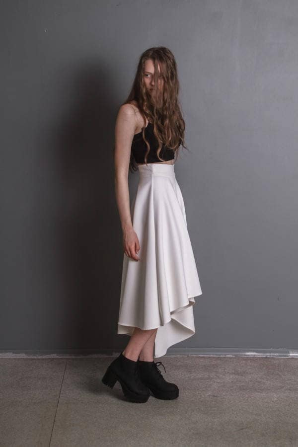 Wedding Skirt/Bridal Separates Skirt Midi Maxi White Gown Asymmetrical