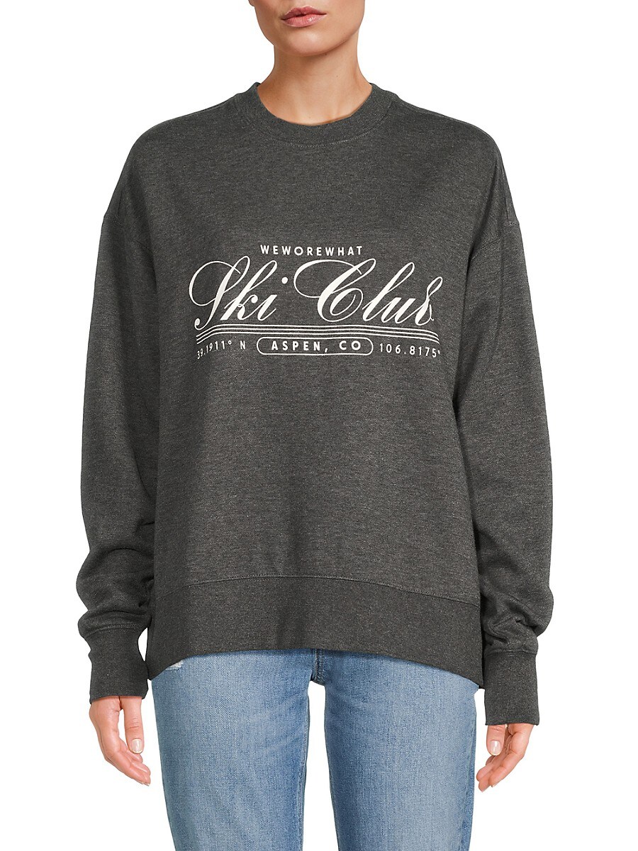 Weworewhat Women's Drop Shoulder Graphic Sweatshirt - Dark Grey - Size XS