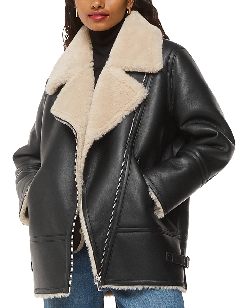 Whistles Petite Faux Shearling Aviator Coat