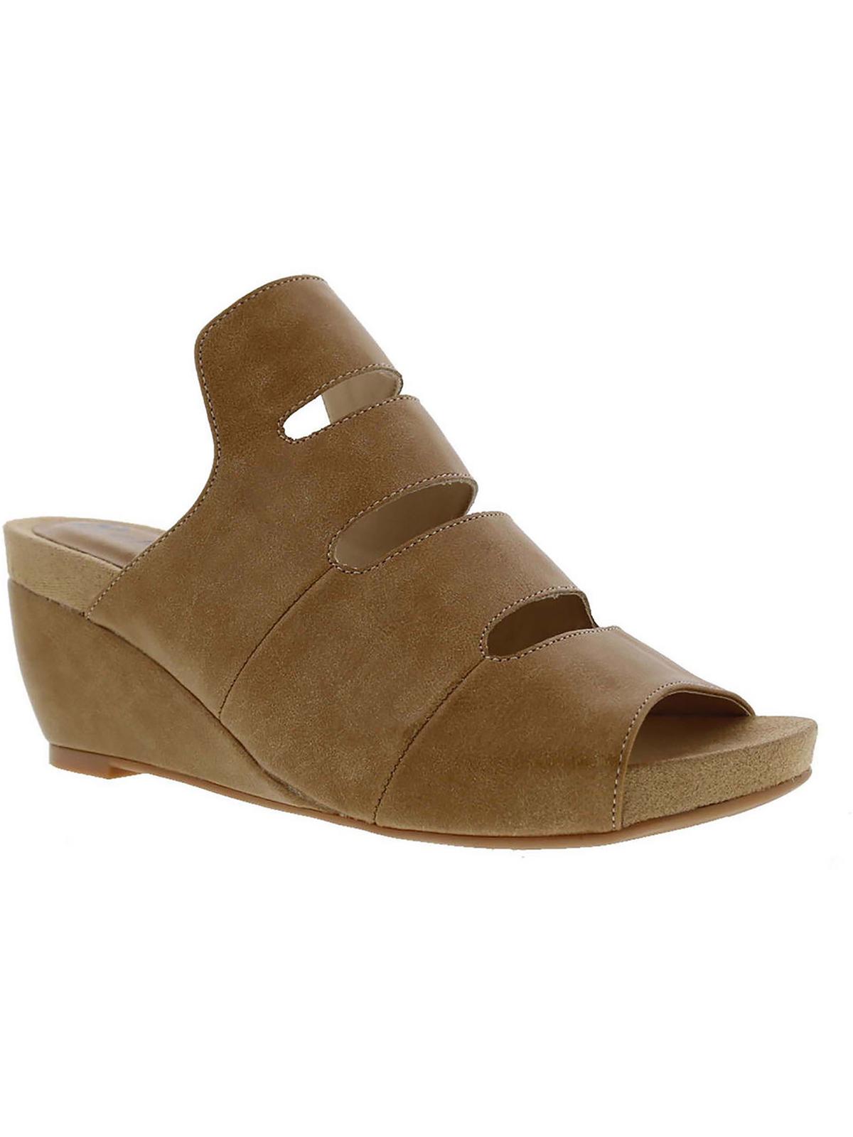 Whit Womens Faux Leather Peep-Toe Wedge Sandals