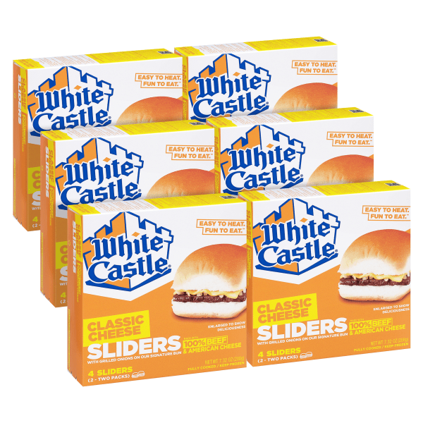 White Castle Individually Wrapped Cheeseburger Sliders, 7.32 Oz, 4 Sliders Per Pack, Box Of 6 Packs