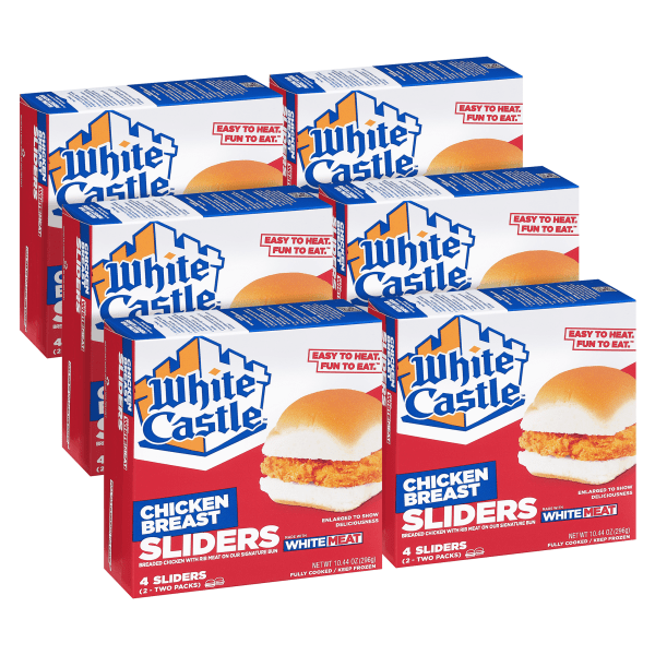 White Castle Individually Wrapped Chicken Sliders, 10.44 Oz, 4 Sliders Per Pack, Case Of 6 Packs