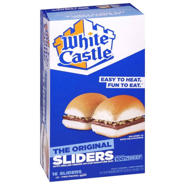 White Castle Individually Wrapped Original Hamburger Sliders, 25.28 Oz, Carton Of 16 Sliders