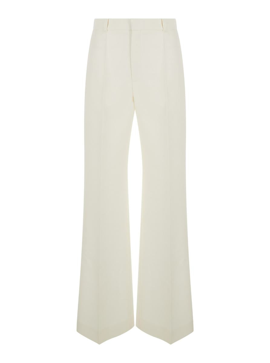 White Flared Trousers In Wool And Silk Woman