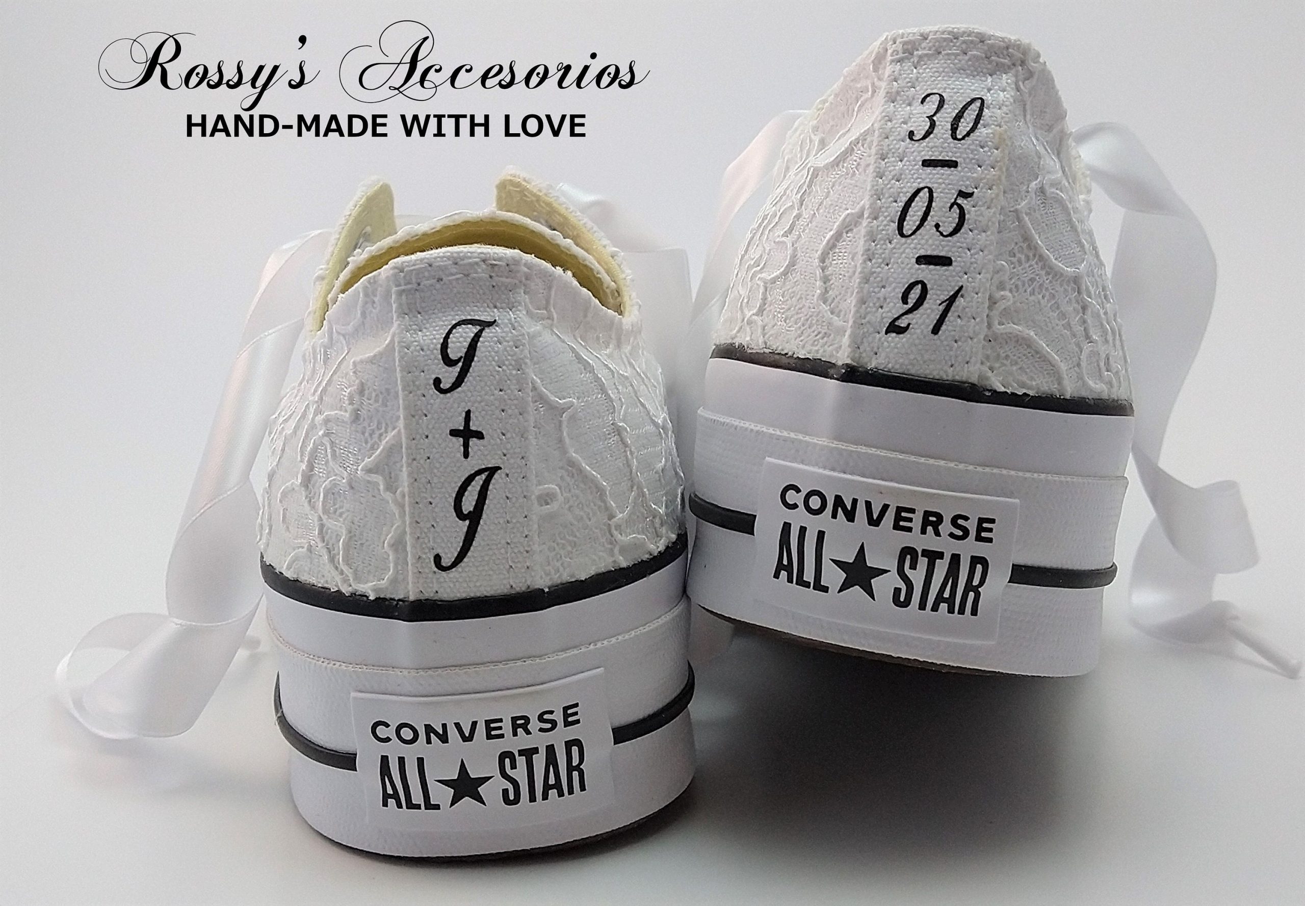 White Lace Platform Converse/Women's Converse/ Wedding /Bridal Tennis Shoes