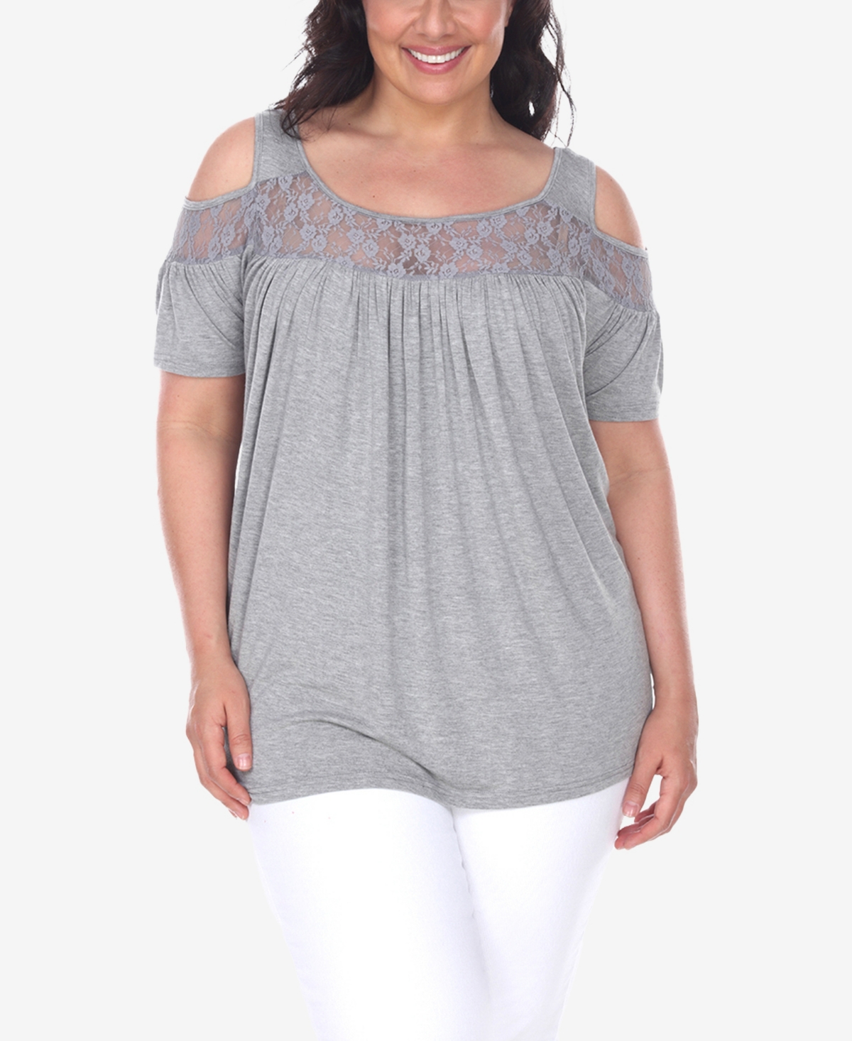 White Mark Plus Size Bexley Tunic Top - Charcoal