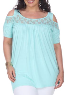 White Mark Women's Plus Size Bexley Tunic Top, Green, 1X