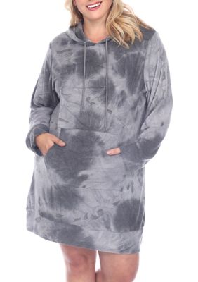 White Mark Women's Plus Size Tie Dye Sweatshirt, Grey, 1X